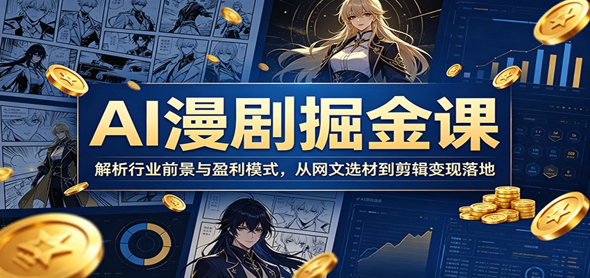 AI漫剧掘金课：解析行业前景与盈利模式，从网文选材到剪辑变现落地-985网创
