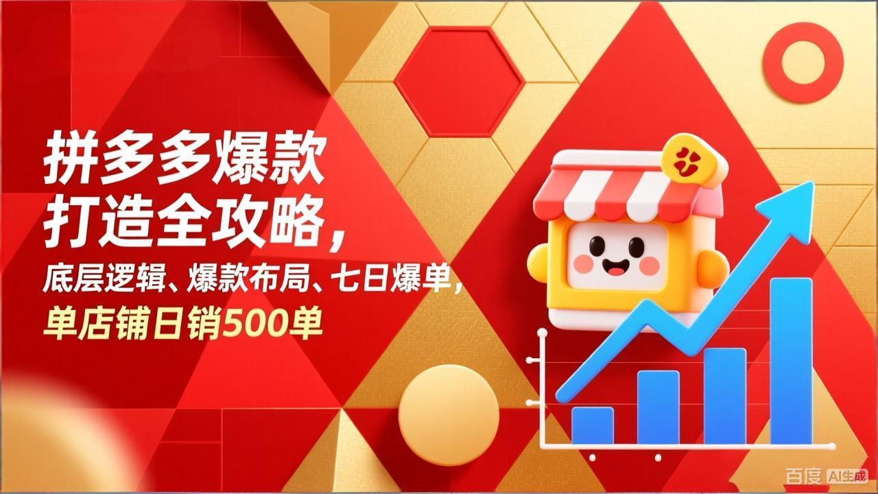 拼多多爆款打造全攻略，底层逻辑、爆款布局、七日爆单，单店铺日销500单-985网创