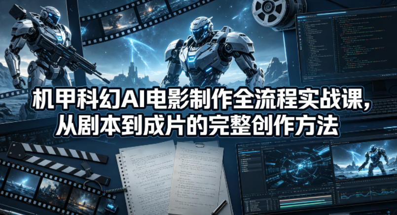 机甲科幻AI电影制作全流程实战课，从剧本到成片的完整创作方法-985网创