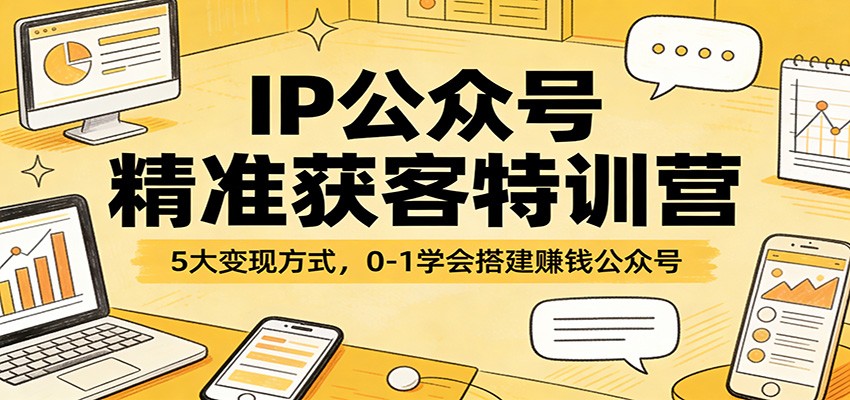 IP公众号精准获客特训营：5大变现方式，0-1学会搭建赚钱公众号-985网创