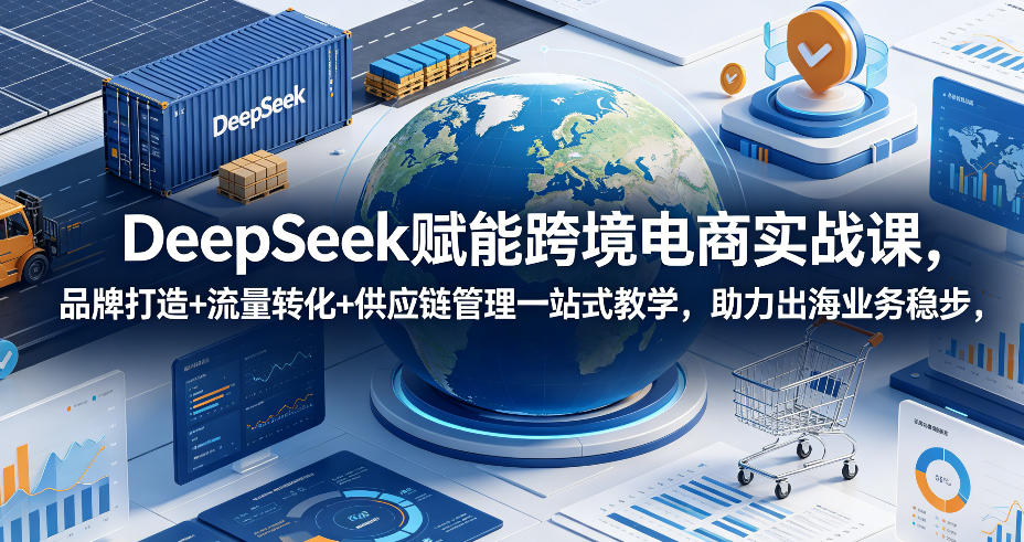 DeepSeek赋能跨境电商实战课，品牌打造+流量转化+供应链管理一站式教学，助力出海业务稳步发展-985网创