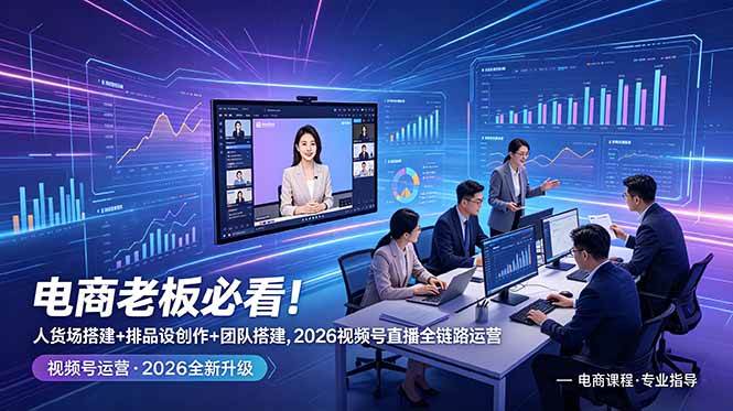 （18845期）电商老板必看！人货场搭建+排品设计+素材创作+团队搭建，2026视频号直播全链路运营-985网创