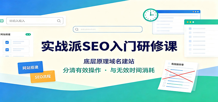 实战派SEO入门研修课：底层原理域名建站，分清有效操作与无效时间消耗-985网创