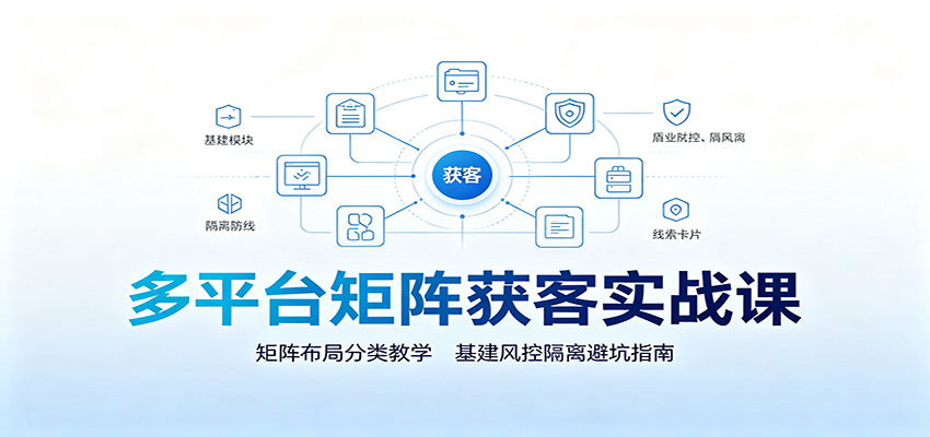 多平台矩阵获客实战课：矩阵布局分类教学，基建风控隔离避坑指南-985网创