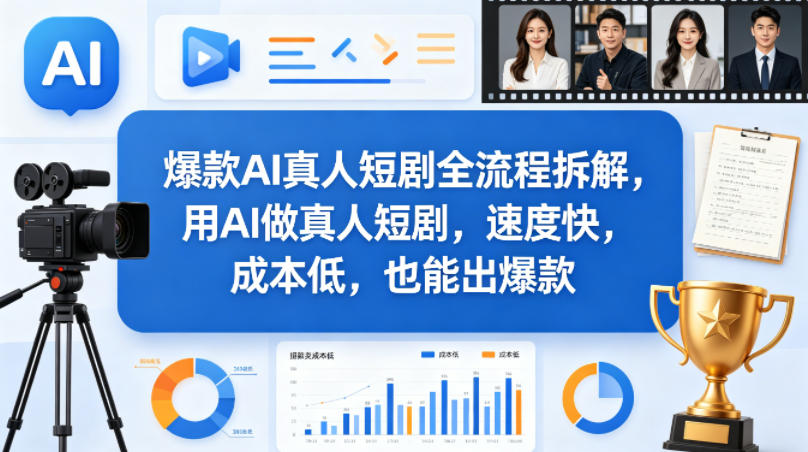 爆款AI真人短剧全流程拆解，用AI做真人短剧，速度快，成本低，也能出爆款-985网创