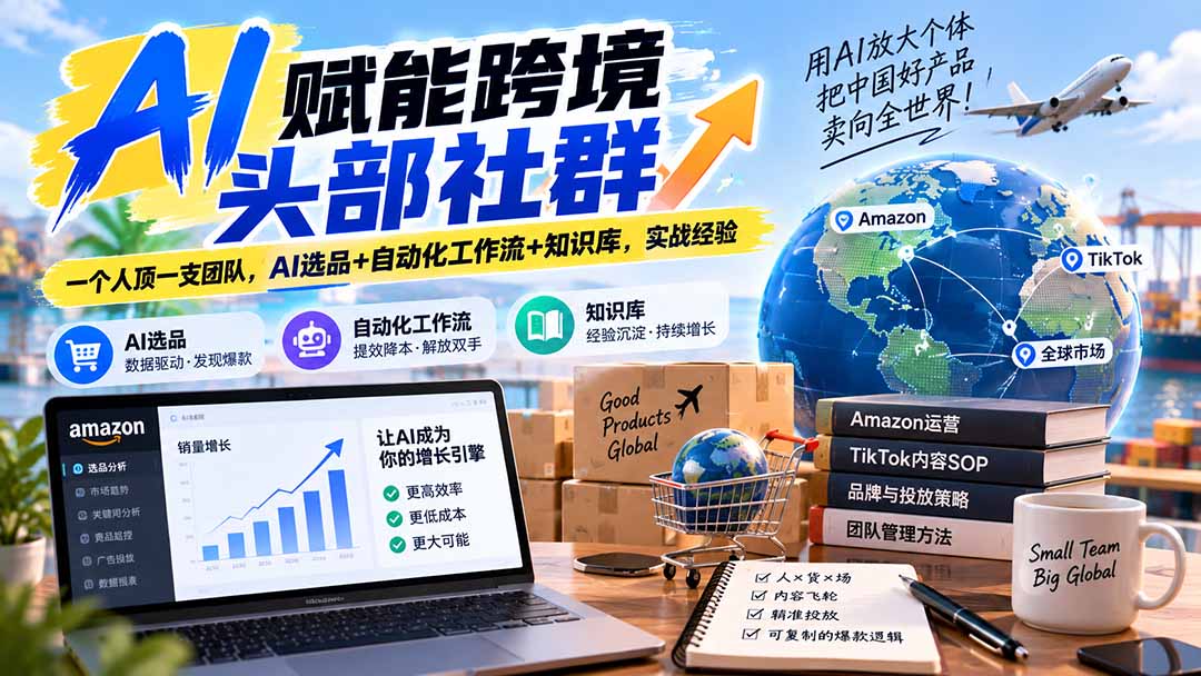 AI赋能跨境头部社群-更新9月：一个人顶一支团队，AI选品+自动化工作流+知识库，实战经验-985网创