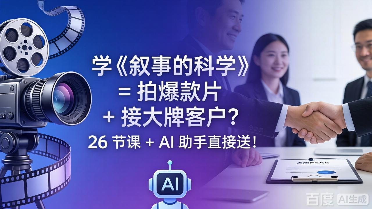 学《叙事的科学》= 拍爆款片 + 接大牌客户？26 节课 + AI 助手直接送！-985网创