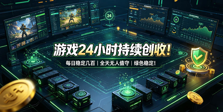 游戏24小时持续创收！每日稳定几百，全天无人值守，绿色稳定！【揭秘】-985网创