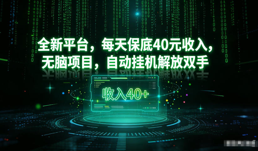 最新看广平台，每天保底30-4米，无脑项目，自动挂G解放双手【揭秘】-985网创