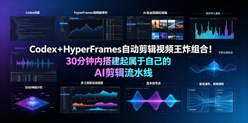 Codex＋HyperFrames自动剪辑视频王炸组合！30分钟内搭建起属于自己的AI剪辑流水线（完整版实操教程手册）-985网创