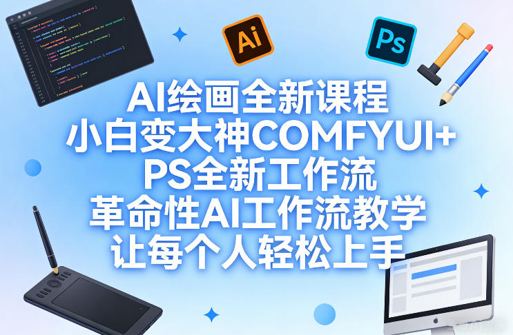 AI绘画全新课程，小白变大神COMFYUI+PS全新工作流，革命性AI工作流教学，让每个人轻松上手-985网创