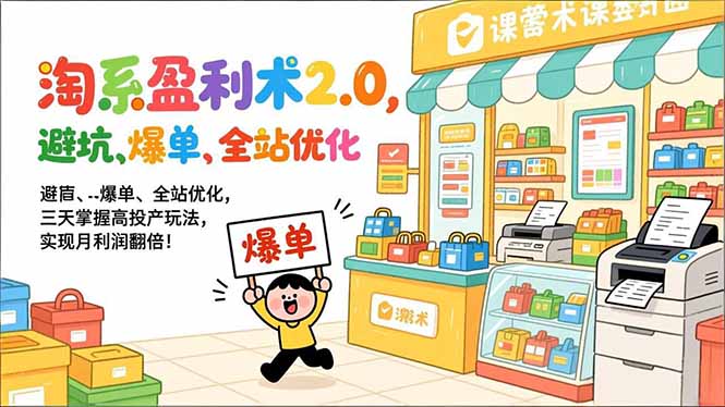 淘系盈利术2.0，避坑、爆单、全站优化，三天掌握高投产玩法，实现月利润翻倍！-985网创