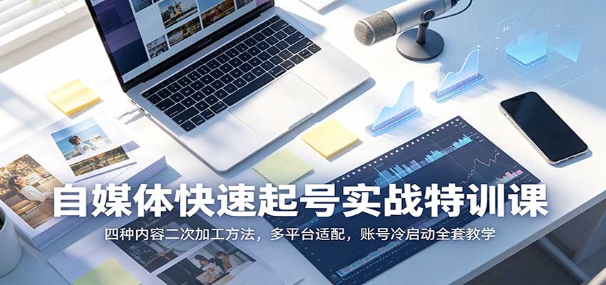 自媒体快速起号实战特训课：四种内容二次加工方法，多平台适配，账号冷启动全套教学-985网创