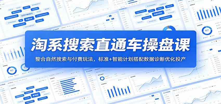 淘系搜索直通车操盘课：整合自然搜索与付费玩法，标准+智能计划搭配数据诊断优化投产-985网创