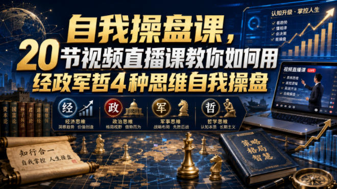 自我操盘课，20节视频直播课教你如何用经政军哲4种思维自我操盘-985网创