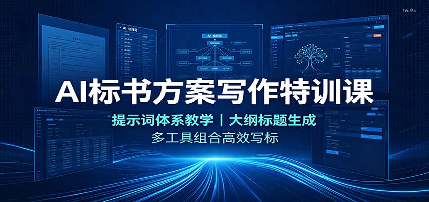 AI标书方案写作特训课：提示词体系教学，大纲标题生成，多工具组合高效写标-985网创