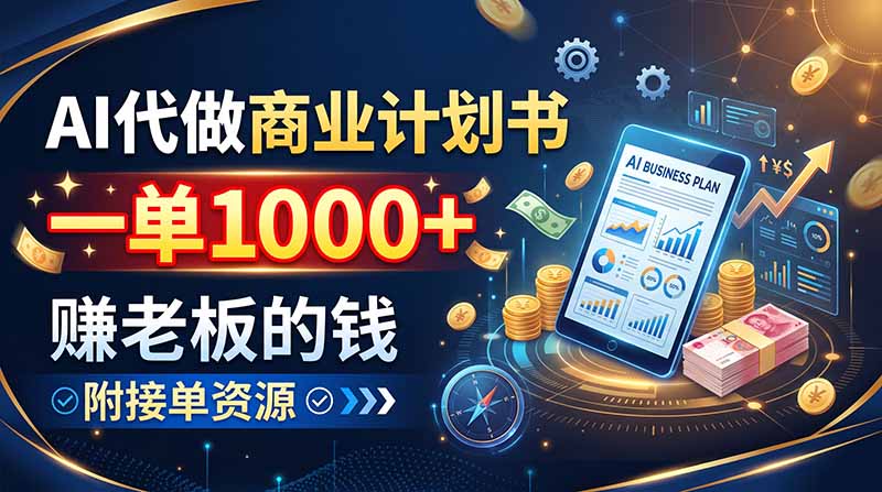 AI代做商业计划书，一单1000+，赚老板的钱，附接单资源-985网创