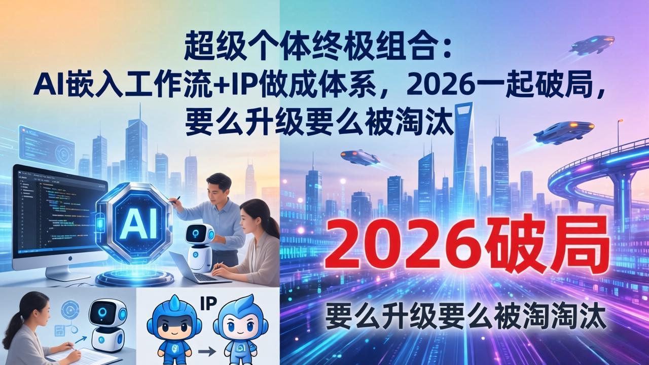 超级个体终极组合：AI嵌入工作流+IP做成体系，2026一起破局，要么升级要么被淘汰-985网创