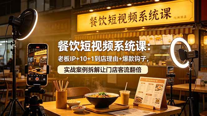 （18712期）餐饮短视频系统课：老板IP+10+1到店理由+爆款钩子，实战案例拆解让门店客流翻倍-985网创