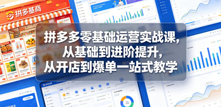 拼多多零基础运营实战课，从基础到进阶提升，从开店到爆单一站式教学-985网创