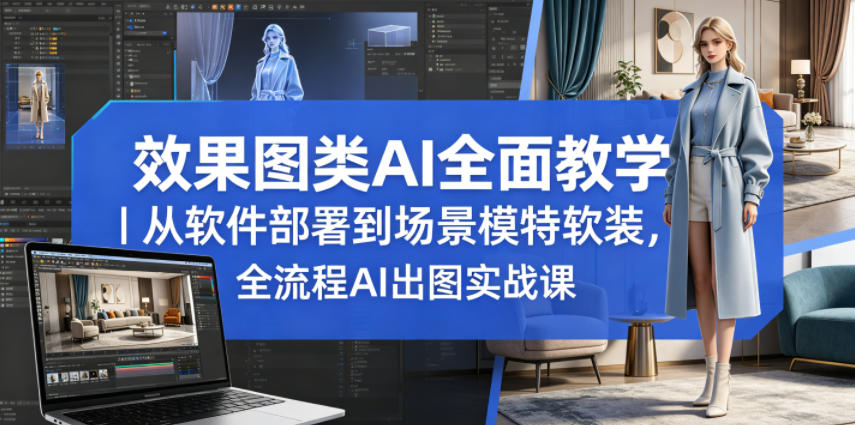 效果图类AI全面教学｜从软件部署到场景模特软装，全流程AI出图实战课-985网创