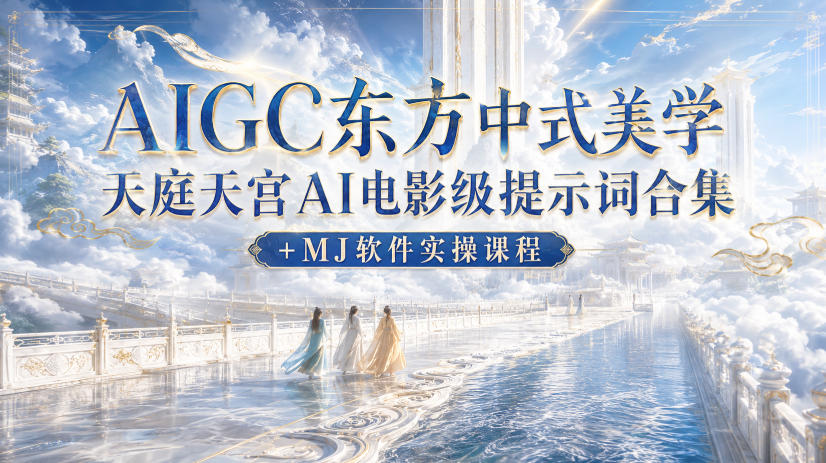 AIGC东方中式美学天庭天宫AI电影级提示词合集+MJ软件实操课程-985网创
