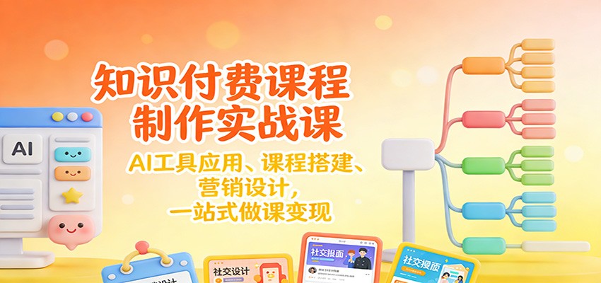知识付费课程制作实战课：AI工具应用 、课程搭建、营销设计，一站式做课变现-985网创
