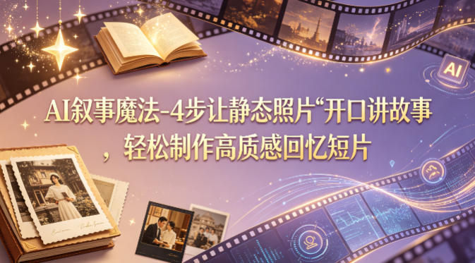 AI叙事魔法-4步让静态照片“开口讲故事”，轻松制作高质感回忆短片-985网创
