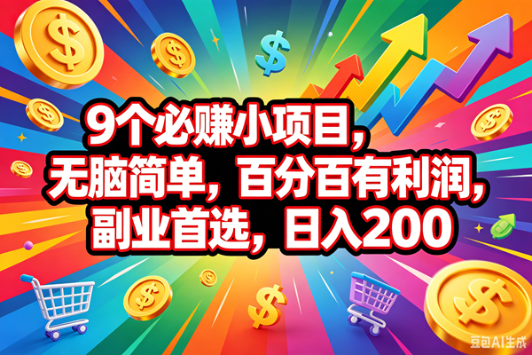 （18623期）9个必赚钱的小项目，百分百会赚米，无脑简单，副业首选，日入200+-985网创