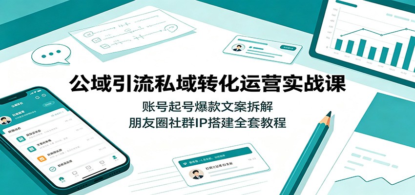 公域引流私域转化运营实战课：账号起号爆款文案拆解，朋友圈社群IP搭建全套教程-985网创