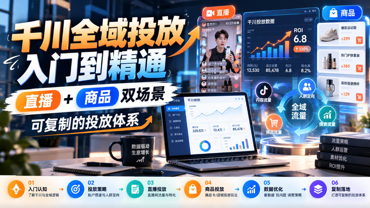 千川全域投放入门到精通，直播+商品双场景，可复制的投放体系(更新1026)-985网创