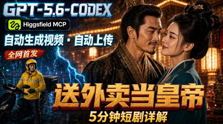 GPT-5.6 Codex+Higgsfield MCP：一条指令生成5分钟短剧并自动上传YouTube（油管）-985网创