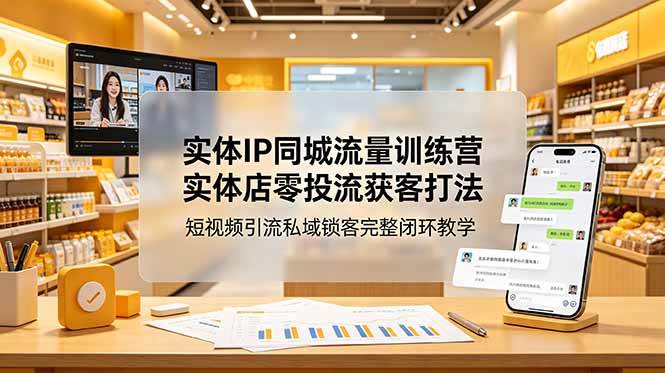 （18999期）实体IP同城流量训练营：实体店零投流获客打法，短视频引流私域锁客完整闭环教学-985网创
