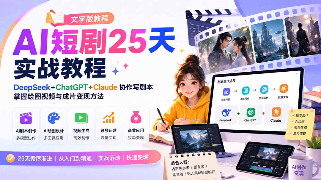 AI短剧25天实战教程(文字版教程-985网创