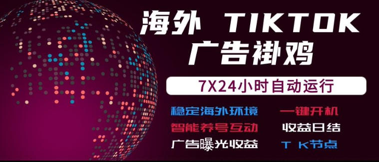 海外TikTok挂G流量变现，7X24自动运行，广告曝光收益，收益日结【揭秘】-985网创
