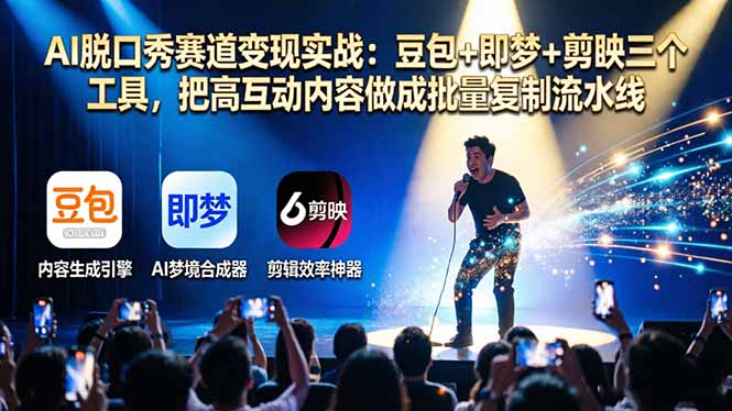 AI脱口秀赛道变现实战：豆包+即梦+剪映三个工具，把高互动内容做成批量复制流水线-985网创