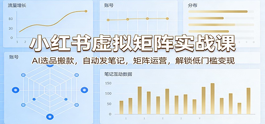 小红书虚拟矩阵实战课：AI选品搬款，自动发笔记，矩阵运营，解锁低门槛变现-985网创