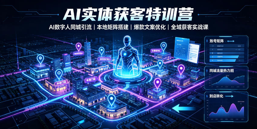 AI实体获客特训营｜AI数字人同城引流、本地矩阵搭建、爆款文案优化全域获客实战课-985网创