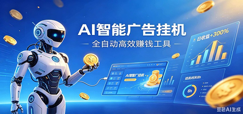 AI智能广告挂机，小白轻松上手，在家自动赚收益-985网创