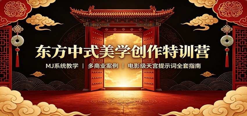 东方中式美学创作特训营：MJ系统教学，多商业案例，电影级天宫提示词全套指南-985网创