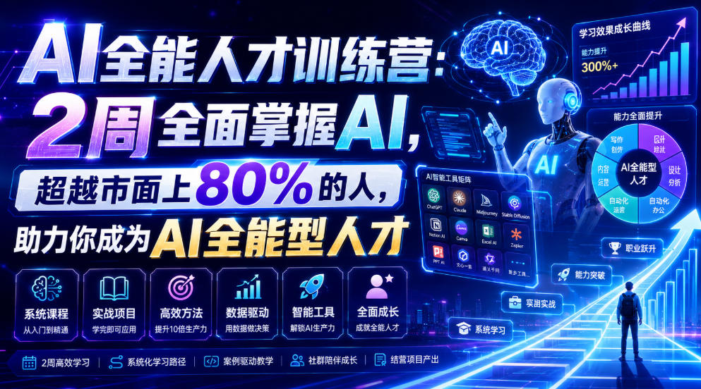 AI全能人才训练营：2周全面掌握AI，超越市面上80%的人，助力你成为AI全能型人才-985网创