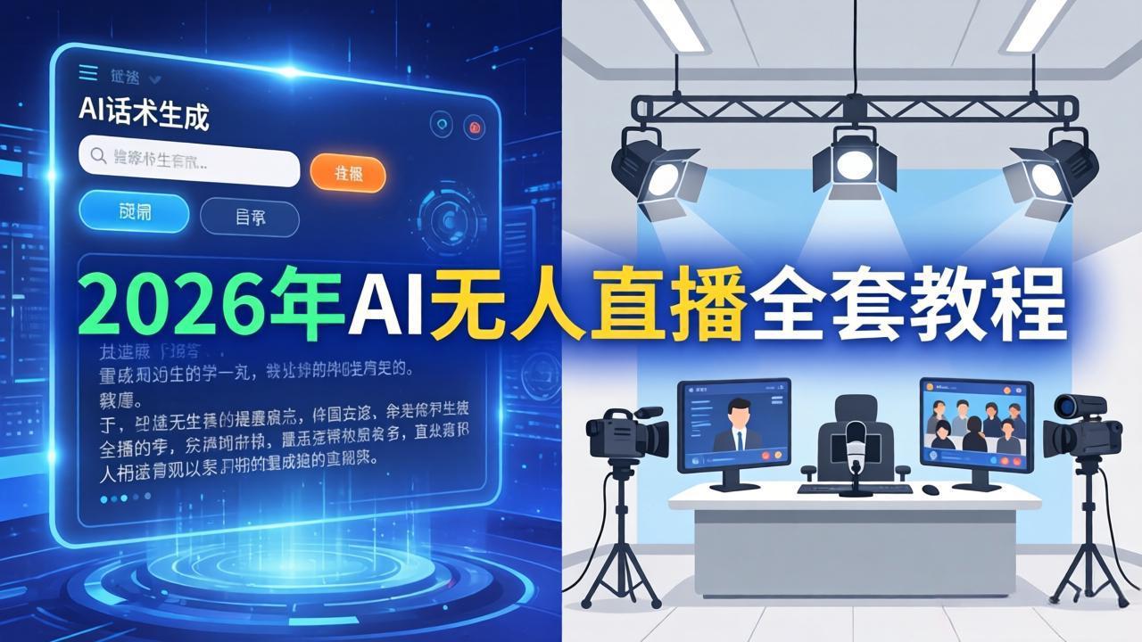 2026年AI无人直播全套教程：OBS安装+软件配置+直播间搭建+话术生成+一键开播实操-985网创