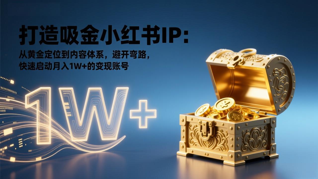 打造吸金小红书IP：从黄金定位到内容体系，避开弯路，快速启动月入1W+的变现账号-985网创