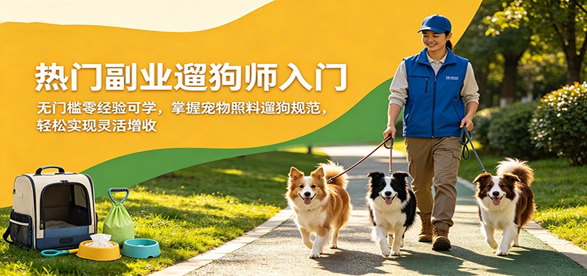 热门副业遛狗师入门，无门槛零经验可学，掌握宠物照料遛狗规范，轻松实现灵活增收-985网创