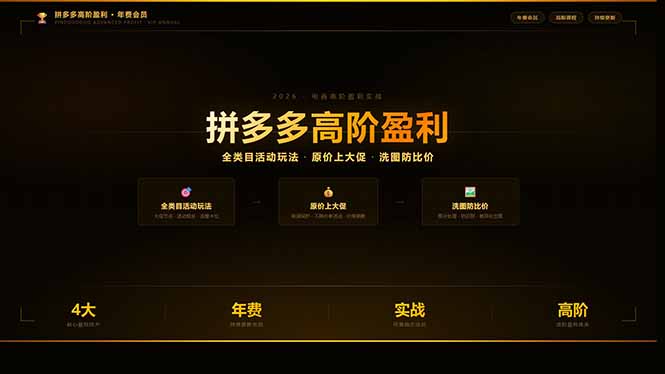 拼多多高阶盈利年费会员(更新3月31-985网创