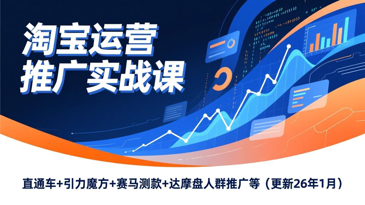 淘宝运营推广实战课，直通车+引力魔方+赛马测款+达摩盘人群推广等(更新26年1月-985网创