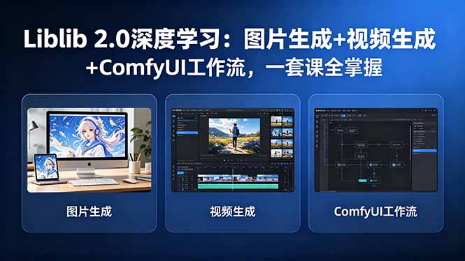Liblib 2.0深度学习：图片生成+视频生成+ComfyUI工作流，一套课全掌握-985网创