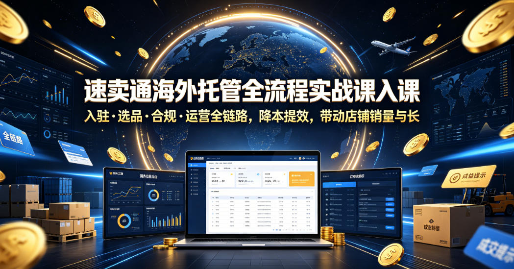 速卖通海外托管全流程实战课入驻・选品・合规・运营全链路，降本提效，带动店铺销量与收益增长-985网创