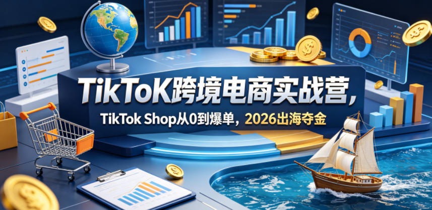 TikToK跨境电商实战营，TikTok Shop从0到爆单，2026出海夺金-985网创
