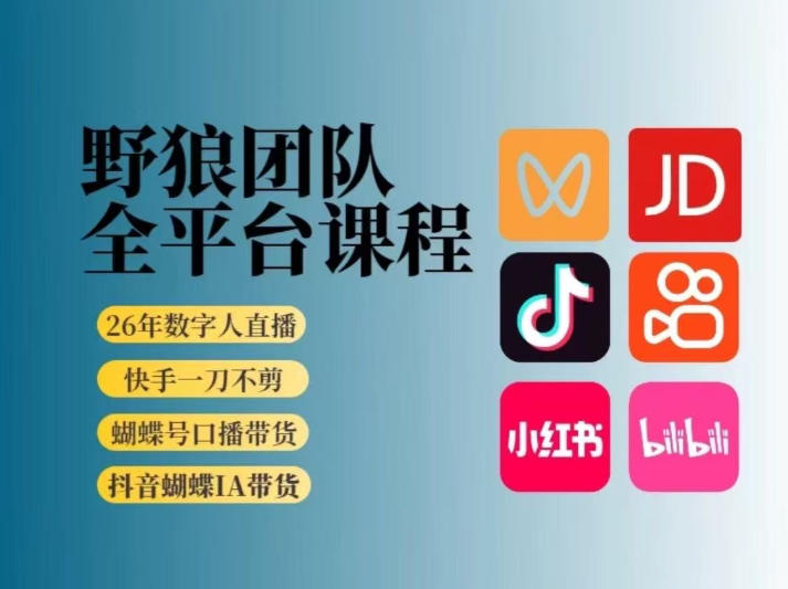 野狼团队2026新版全平台短视频带货教学，打开流量突破口，开始Ai带货(更新26年3月)-985网创